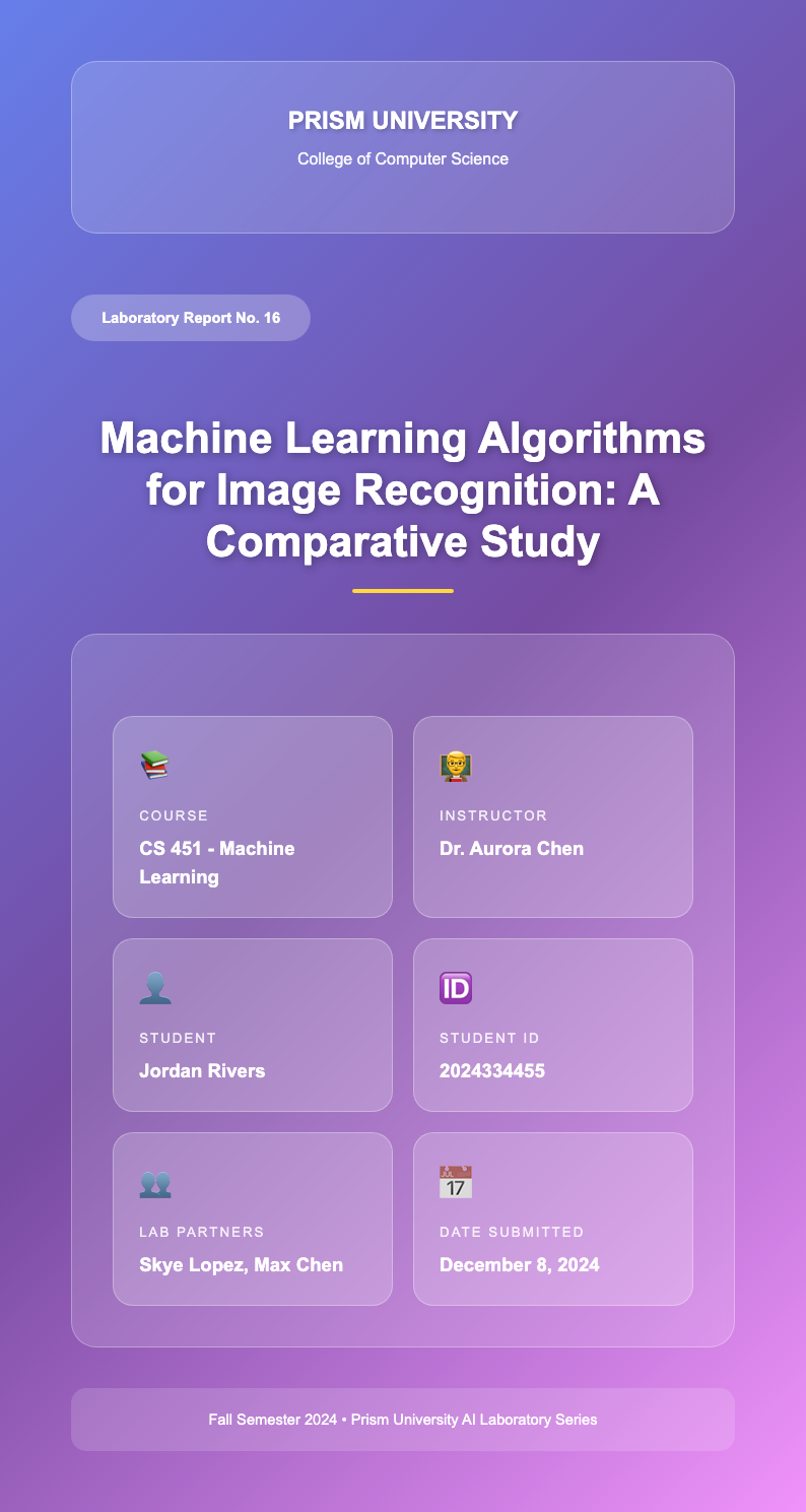 Gradient bold lab report cover page